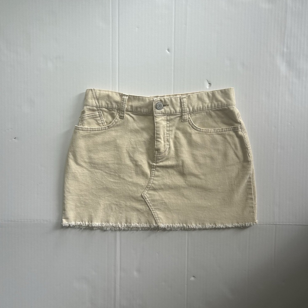 2000s Corduroy Ultra Low Rise Mini Skirt Contrast Stitch Y2K Playground Prep - Picture 2 of 5
